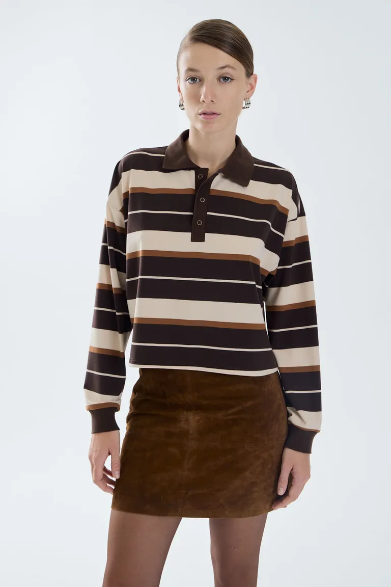 Remera manga larga con cuello estilo polo y diseño de rayas horizontales de Portsaid en Remeras para argentina