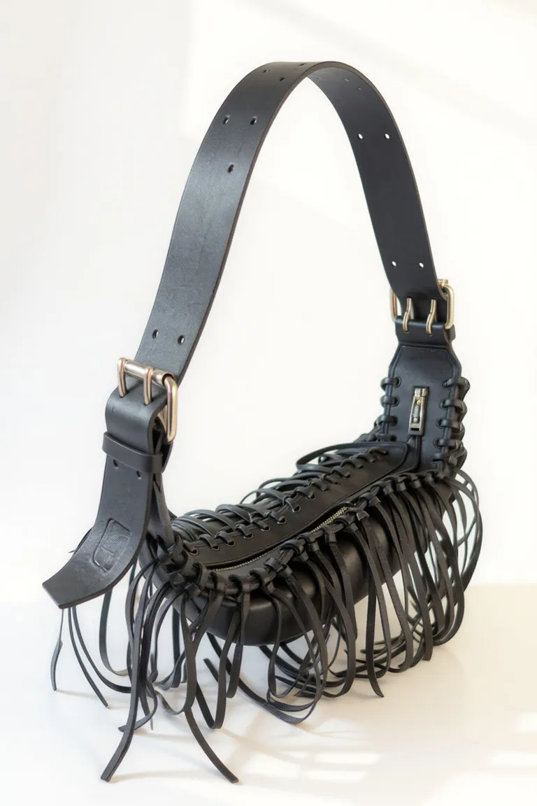 Bolso Bandolera de Cuero con Flecos Negros de Maria Cher en Bolsos y Carteras para argentina