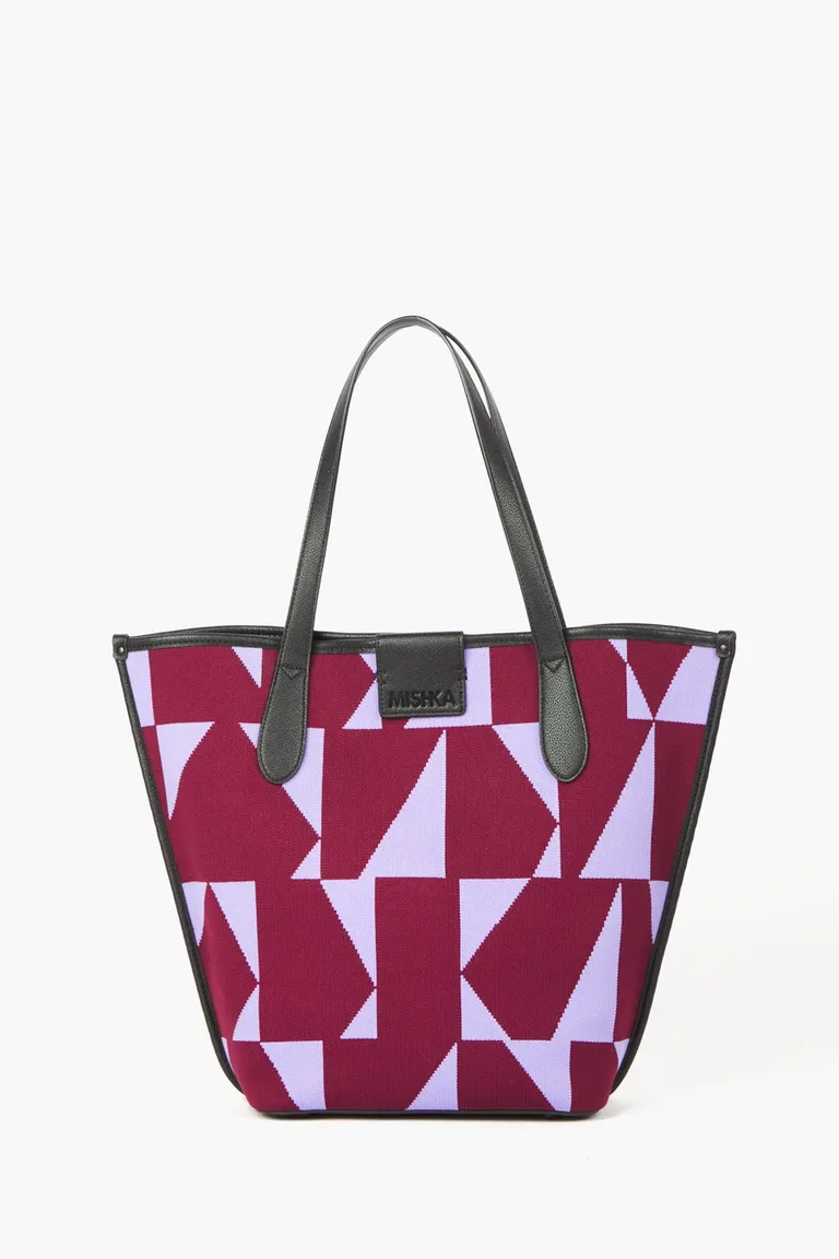 Bolso de mano rectangular con manijas cortas diseño geométrico y bolsillo interno de Mishka en Bolsos y Carteras para argentina