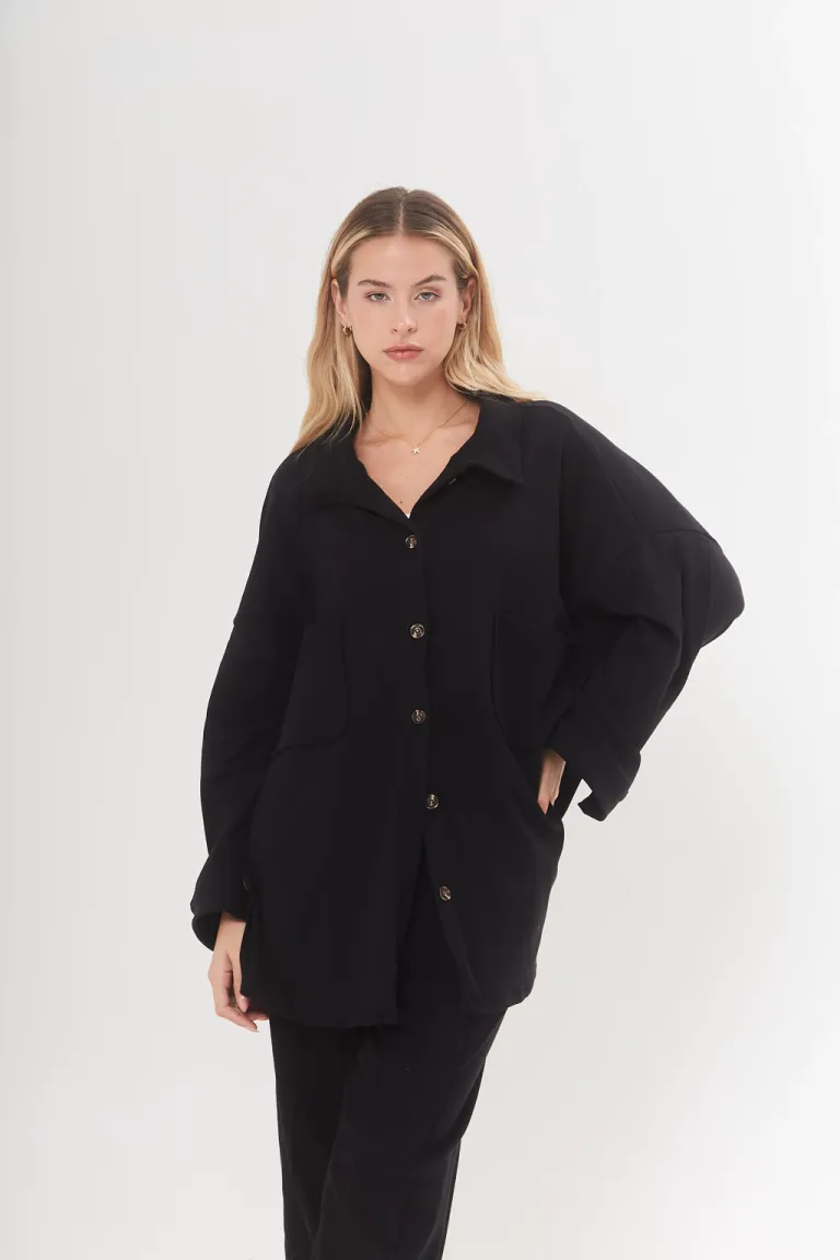 Chaqueta larga de darlon con bolsillos y tapa para un look sofisticado de Belle en Chaquetas para argentina