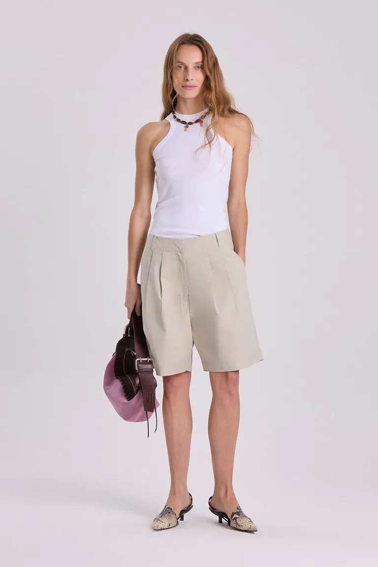 Bermudas de lino de corte recto y diseño masculino para mujer de Maria Cher en Shorts para argentina