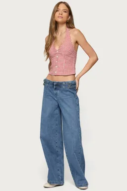 Top halter evan cuadros botones de Edikted en Tops para argentina
