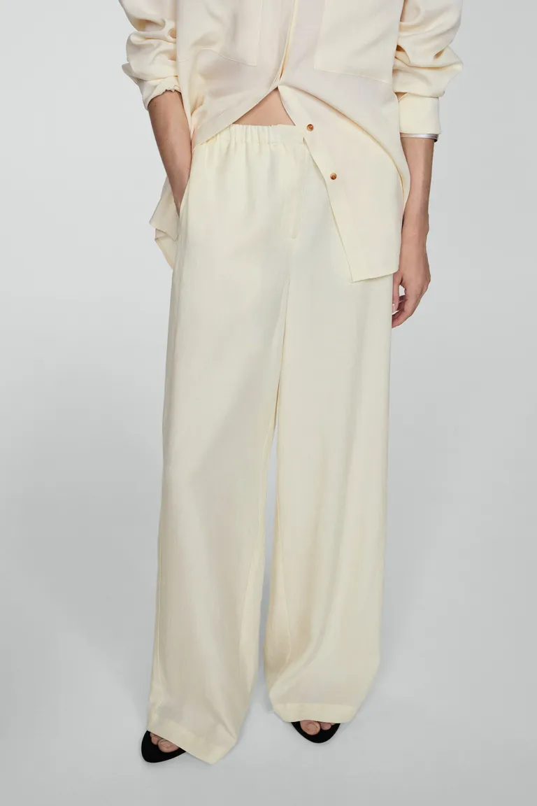 Pantalón wideleg lyocell de Mango en Pantalones para argentina