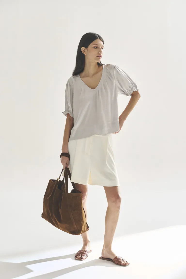 Blusa de manga corta de corte amplio y diseño suelto para mujer de Akiabara en Blusas para argentina