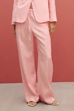 Pantalón recto lino lazo de Mango en Pantalones para argentina