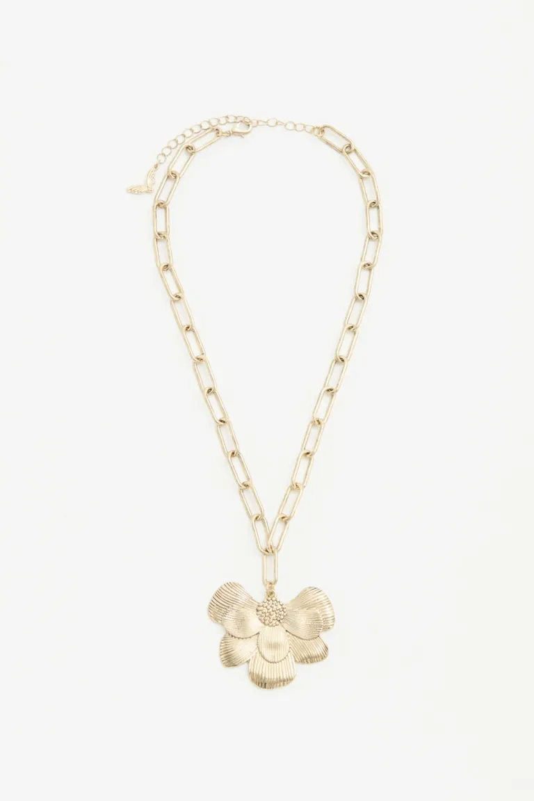 Collar de cadena dorada con dije floral de Rapsodia en Bijouterie para argentina