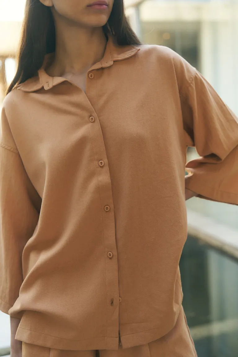 Camisa de manga 3/4 con recorte lateral en lino de Lemmon en Camisas para argentina