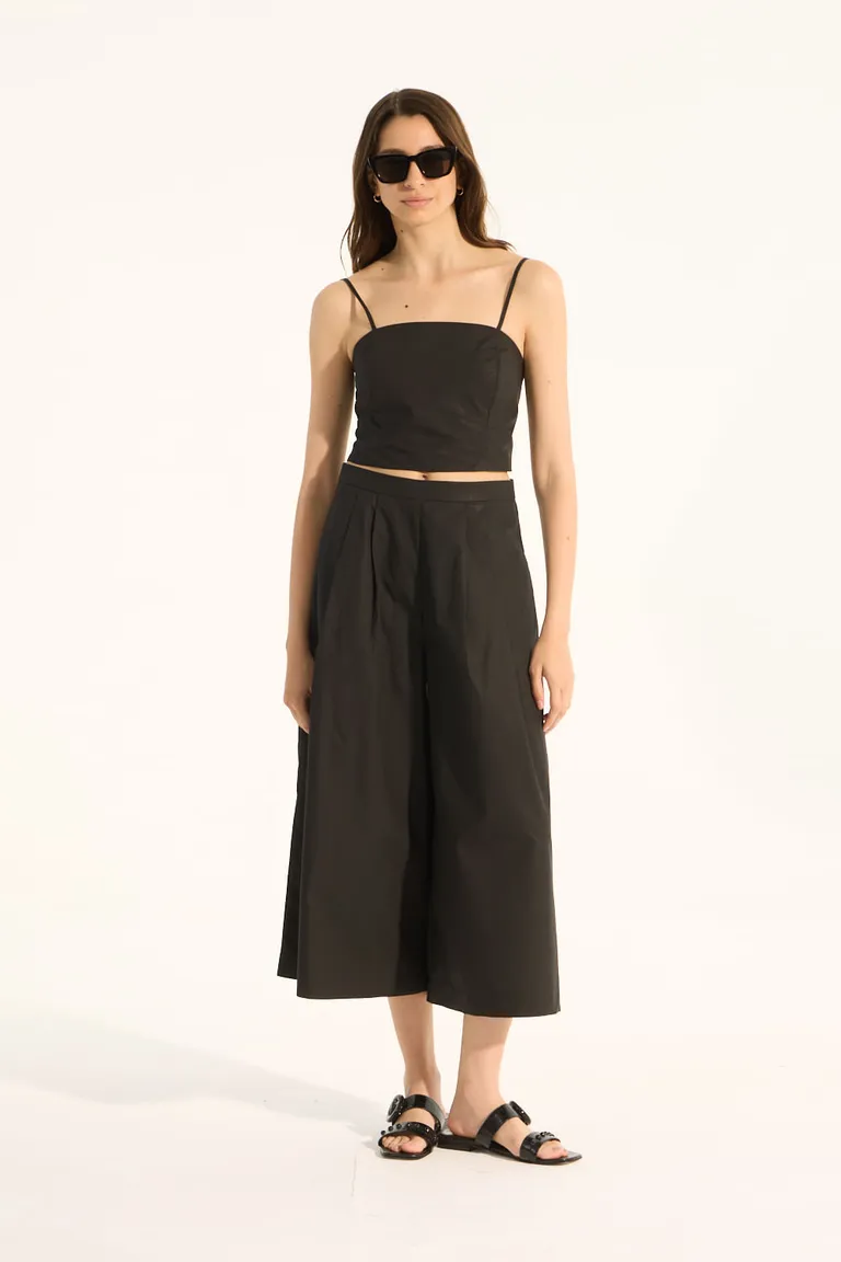 Pantalón wide leg negro de corte crop y estilo parachute de Portsaid en Pantalones para argentina