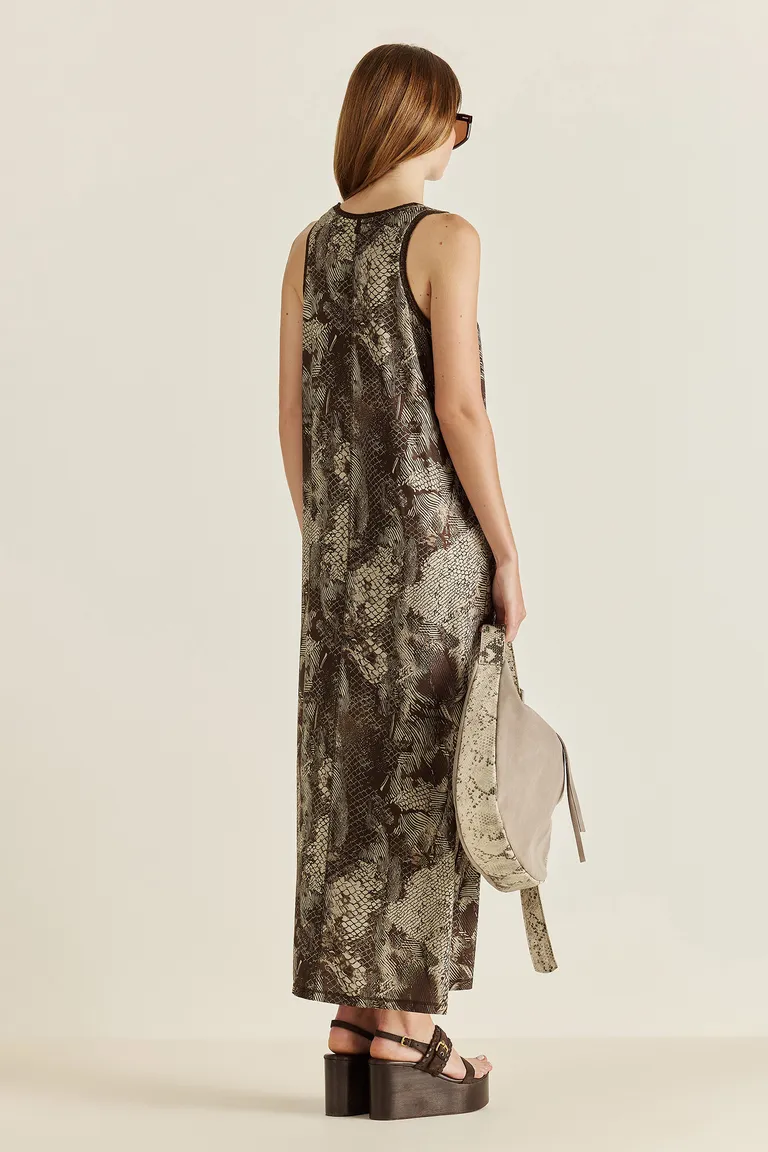 Vestido largo estampado de punto premium con puño de lurex de Tucci en Vestidos para argentina