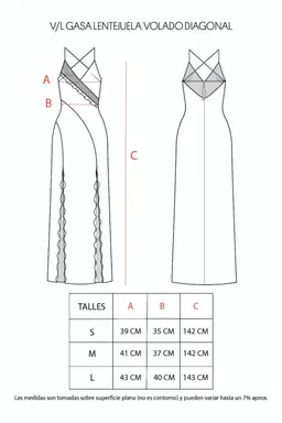 gasa lentejuela volado diagonal de Design Plus en Vestidos para argentina