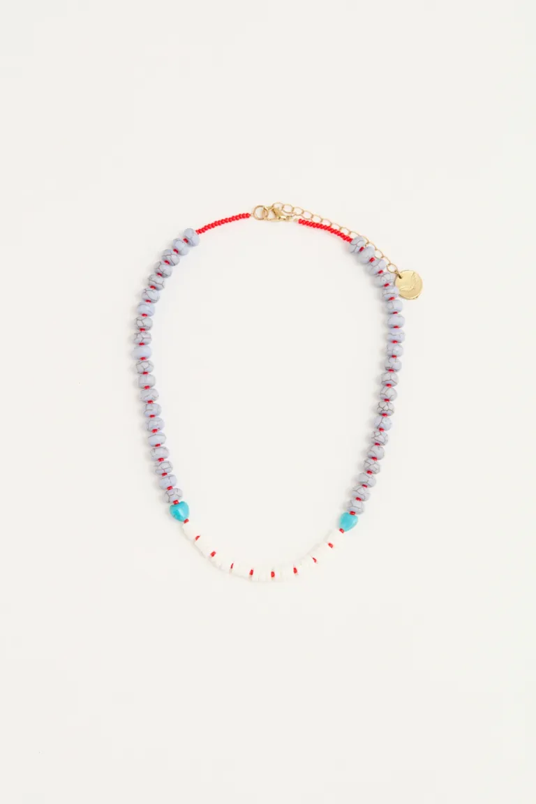 Collar corto con piezas de efecto mármol y discos decorativos de 42cm de Rapsodia en Bijouterie para argentina