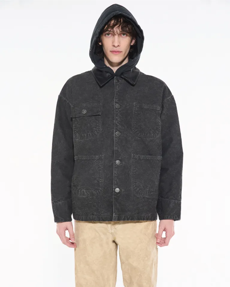 Chaqueta de canvas pesado con cuello de cuero - Prenda de abrigo versátil y de estilo urbano de Ay Not Dead en Chaquetas para argentina