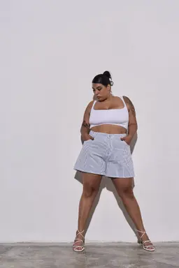 Short hermione líneas celestes rigido de Cheta Jeans en Shorts para argentina