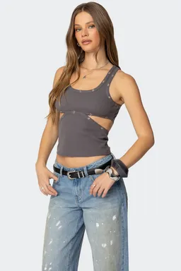 Musculosa rib imogen calada de Edikted en Tops para argentina