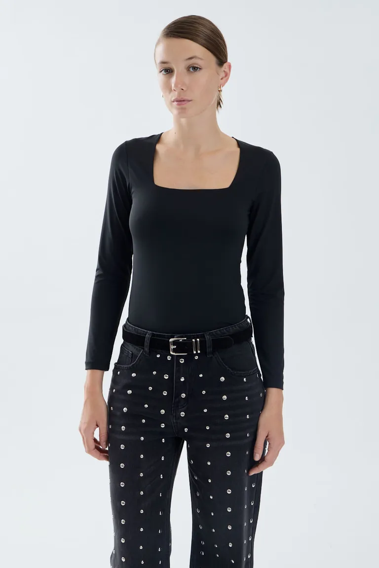 Remera de mangas largas con escote cuadrado de corte recto de Portsaid en Remeras para argentina