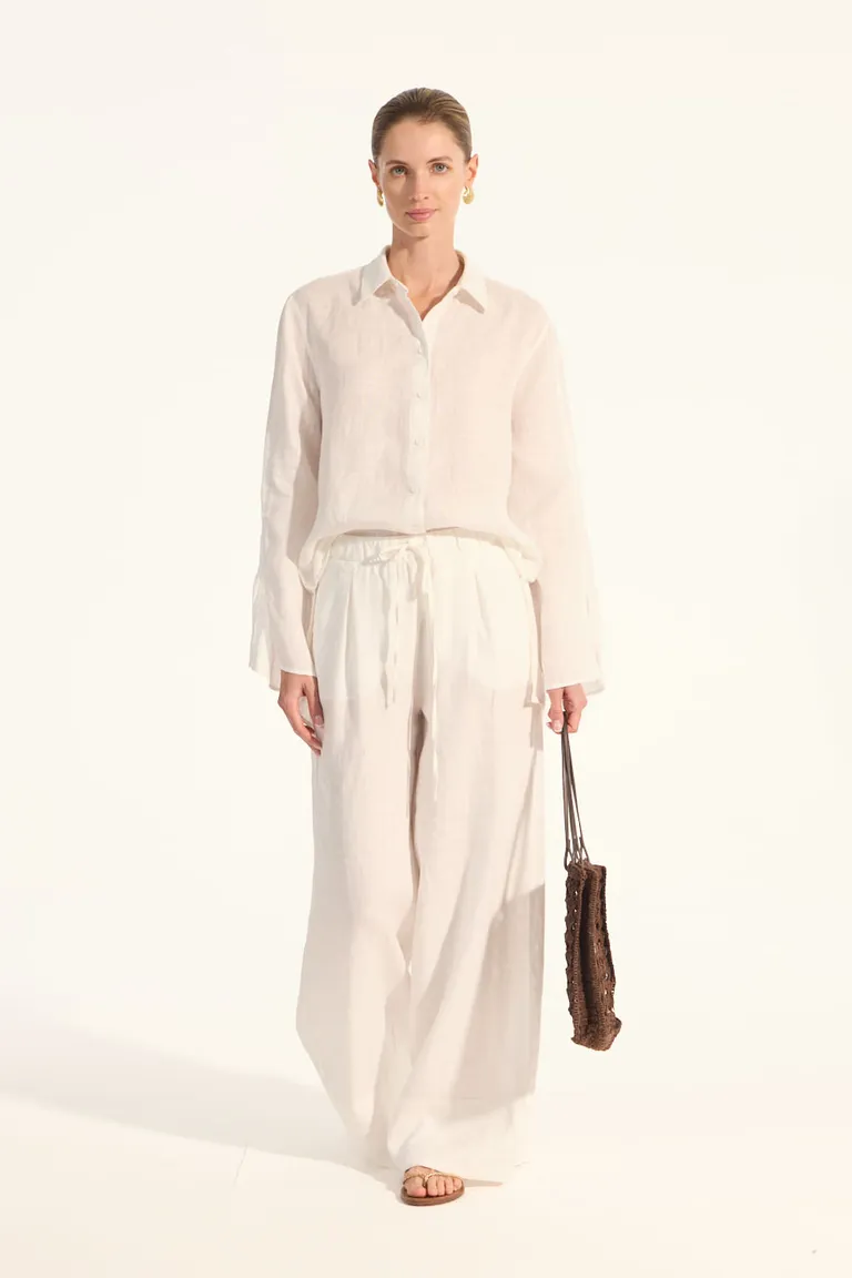 Camisa de lino de corte amplio y manga larga para mujer de Portsaid en Camisas para argentina