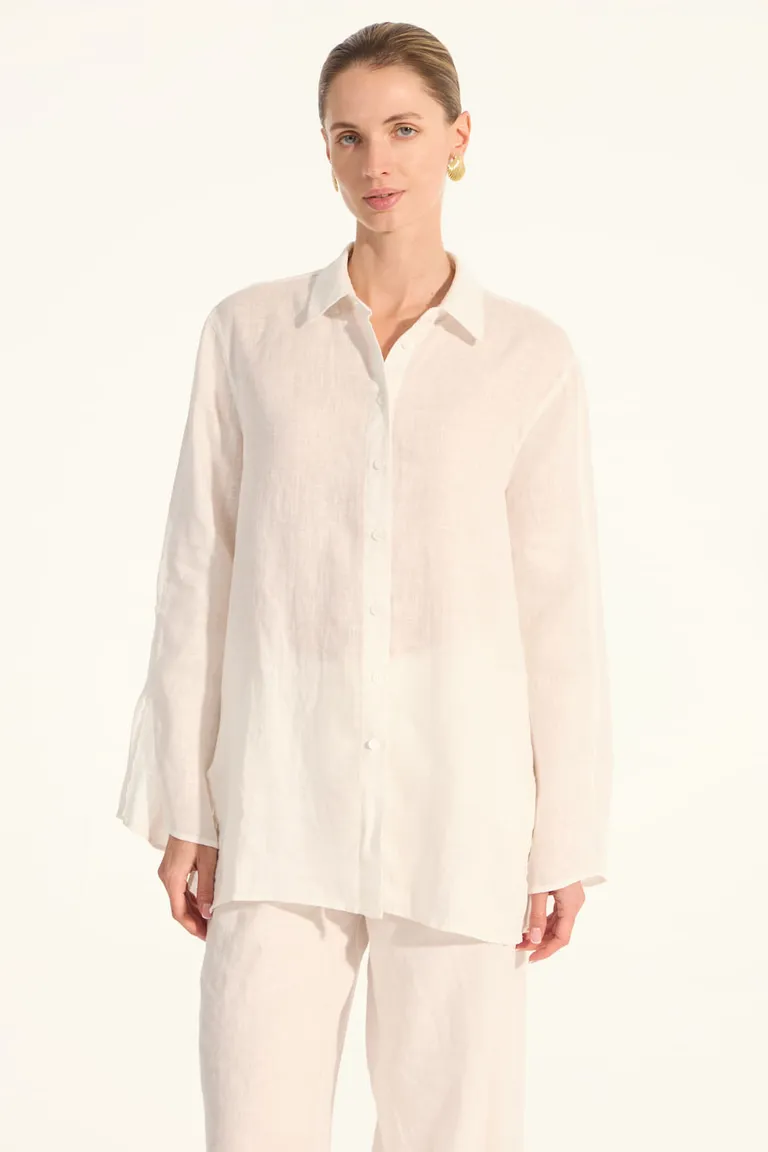 Camisa de lino de corte amplio y manga larga para mujer de Portsaid en Camisas para argentina