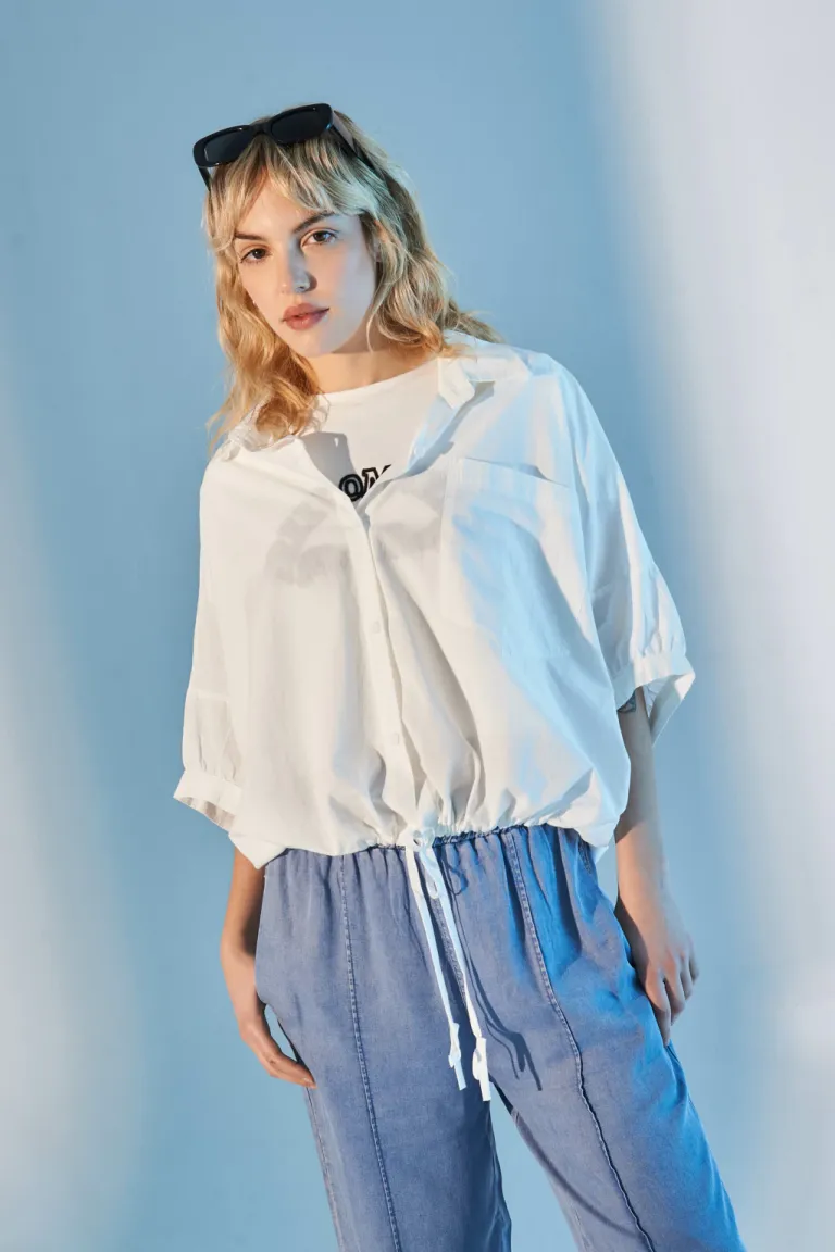 Camisa azul de corte amplio y manga ancha para mujer de Apricot en Camisas para argentina