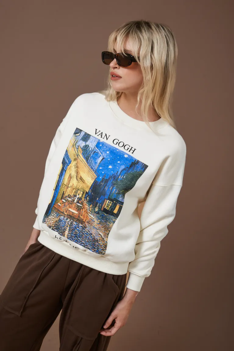 Suéter con ilustración vintage de la Noche Estrellada de Van Gogh de Apricot en Buzos y Sweaters para argentina