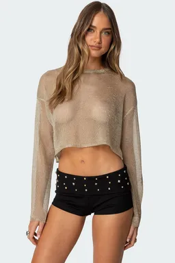Top tejido metálico cropped aviva de Edikted en Tops para argentina