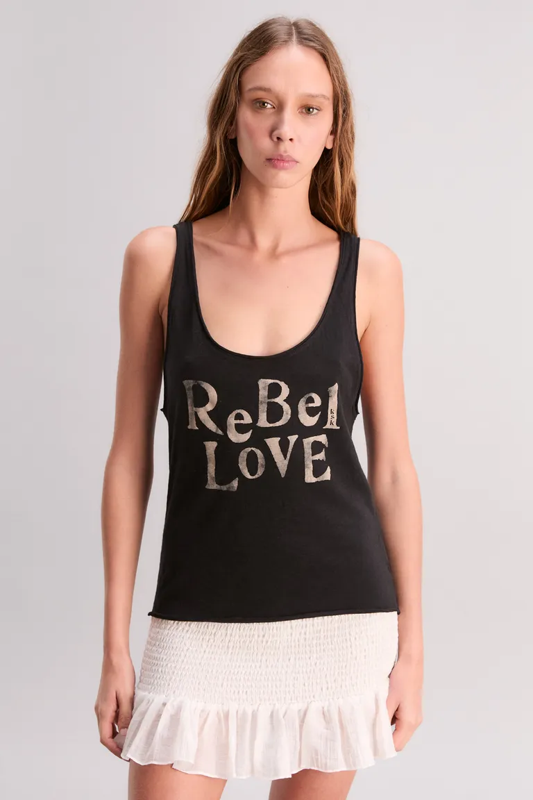 Musculosa sin mangas con estampado rebel love para mujer de Kosiuko en Tops para argentina