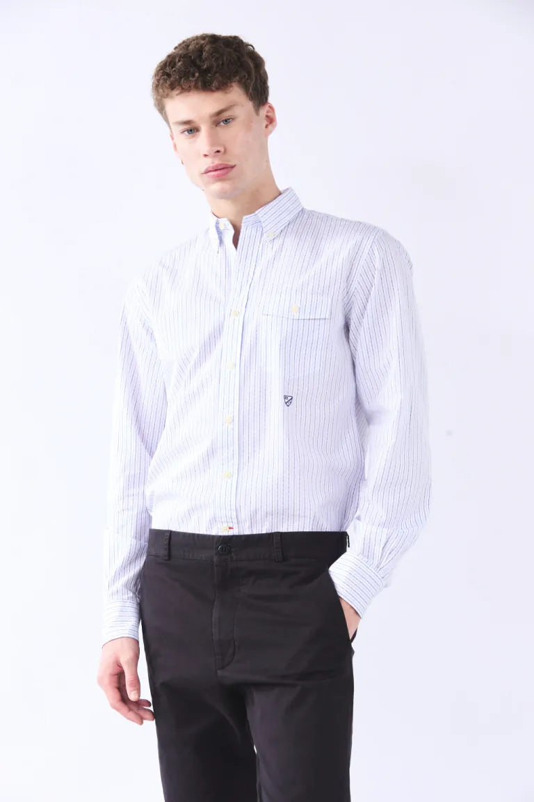 Camisa de manga larga, clásica de algodón rayado con cuello button down y bolsillo de Bensimon en Camisas para argentina