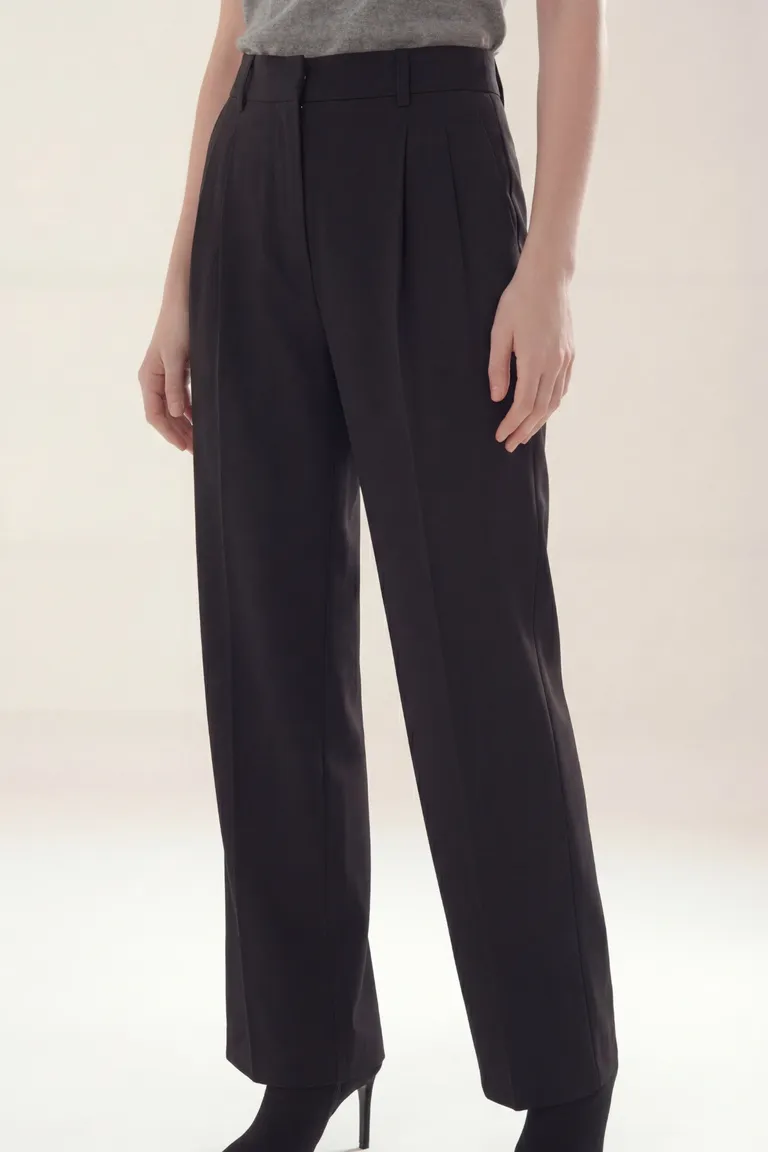 Pantalón de vestir sastrero con pinzas y diseño de pierna recta para mujer de Akiabara en Pantalones para argentina