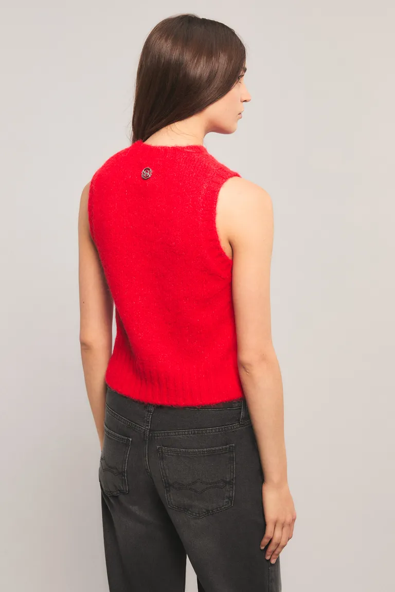 Chaleco tejido sin mangas con capucha integrada y cierre frontal completo de Kosiuko en Chalecos para argentina