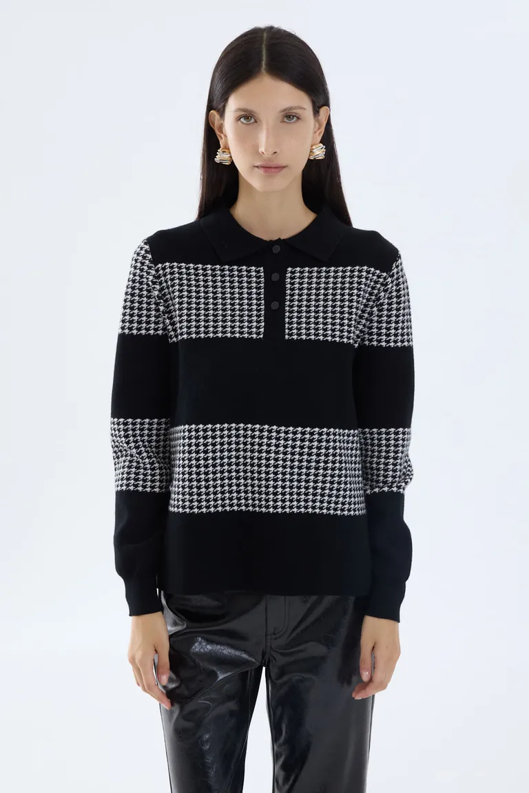 Sweater tejido con diseño de rayas horizontales y cuello abotonado de Portsaid en Buzos y Sweaters para argentina