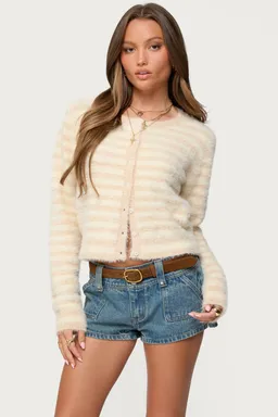Cárdigan aria punto fuzzy rayado de Edikted en Buzos y Sweaters para argentina