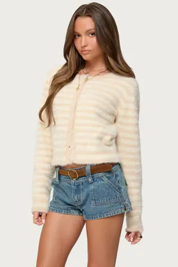 Cárdigan aria punto fuzzy rayado de Edikted en Buzos y Sweaters para argentina