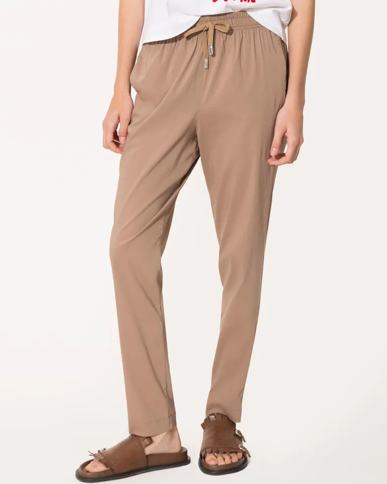 Pantalón babucha de algodón con cintura elástica y cordón ajustable de Jazmin Chebar en Pantalones para argentina