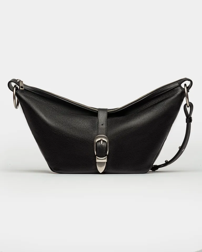 Bolso de cuero negro de línea curva y gran capacidad de Prüne en Bolsos y Carteras para argentina