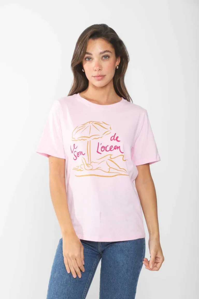 Remera blanca con estampa de leson para mujer de Belle en Remeras para argentina