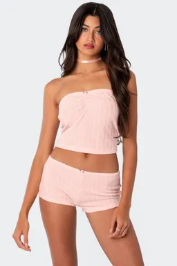 Top tubo sweetpea pointelle fruncido de Edikted en Tops para argentina