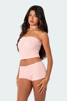 Top tubo sweetpea pointelle fruncido de Edikted en Tops para argentina