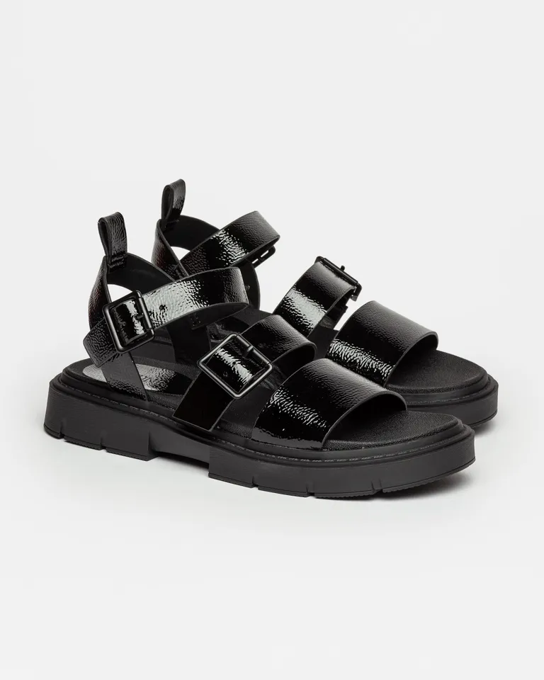 Sandalia media de estilo gladiador con hebillas negras y base de goma de Prüne en Sandalias para argentina