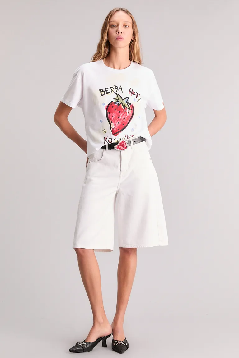 Remera estampada con diseño de frutas en tono blanco para mujer de Kosiuko en Remeras para argentina