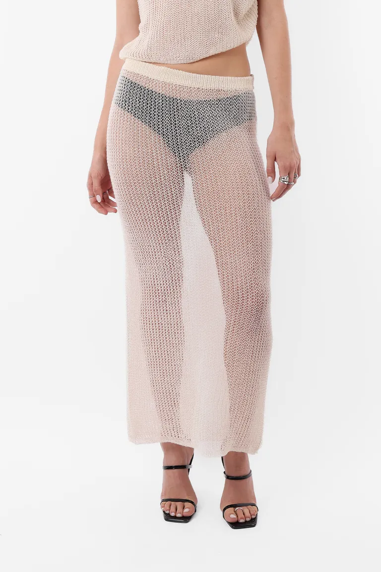 Falda recta larga de punto con cintura elástica de Top White en Faldas para argentina