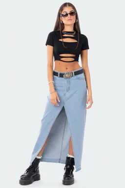 Maxi falda denim abertura frontal de Edikted en Faldas para argentina
