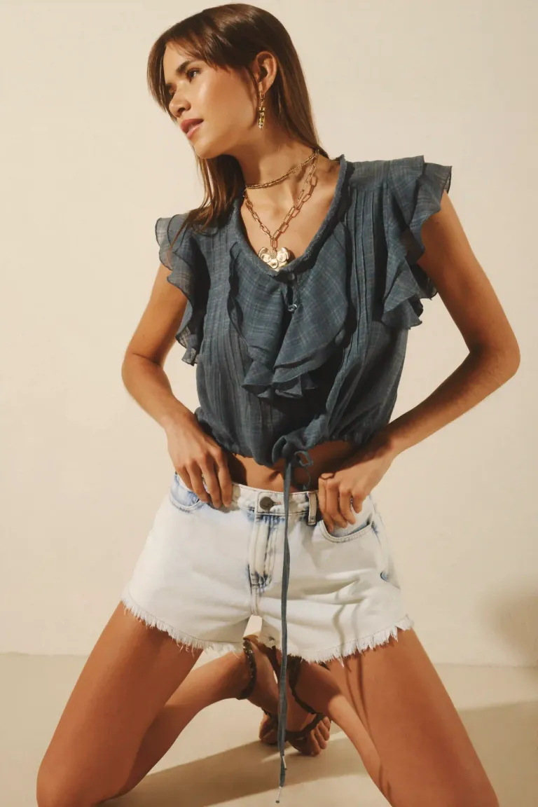 Shorts de denim desgastado con efecto lavado para un look de verano relajado de Rapsodia en Shorts para argentina