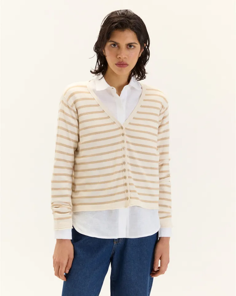 Cárdigan Rayado de Tejido Ligero para Mujer - Diseño Clásico y Versátil de Blue Sheep en Buzos y Sweaters para argentina