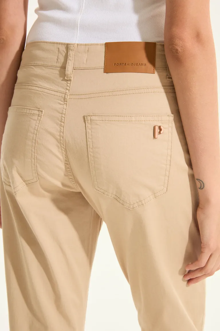 Pantalón de gabardina de corte recto color beige para mujer de Portsaid en Pantalones para argentina