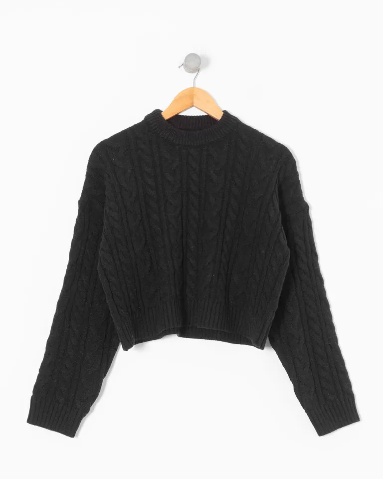 Suéter Trenzado de Algodón en Talla Única en Tono Marfil de Sky en Buzos y Sweaters para argentina