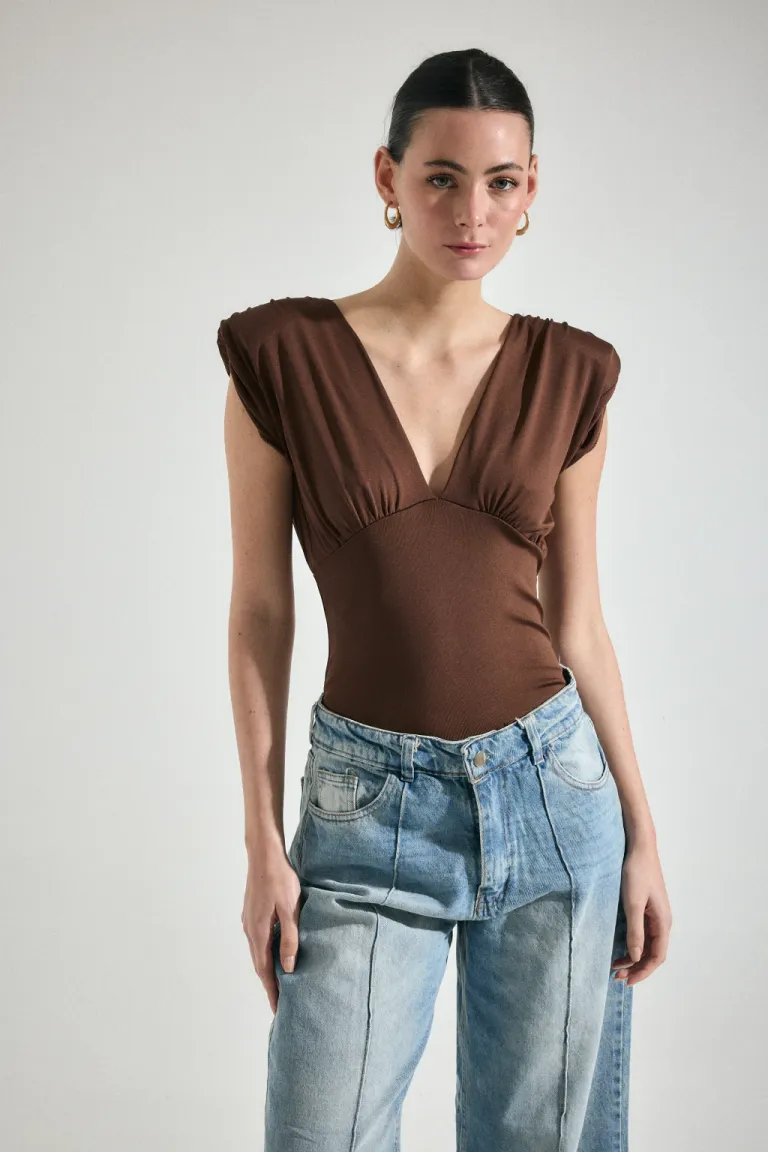 Body con hombreras en microfibra elástica para mujer de Audaz en Bodies para argentina