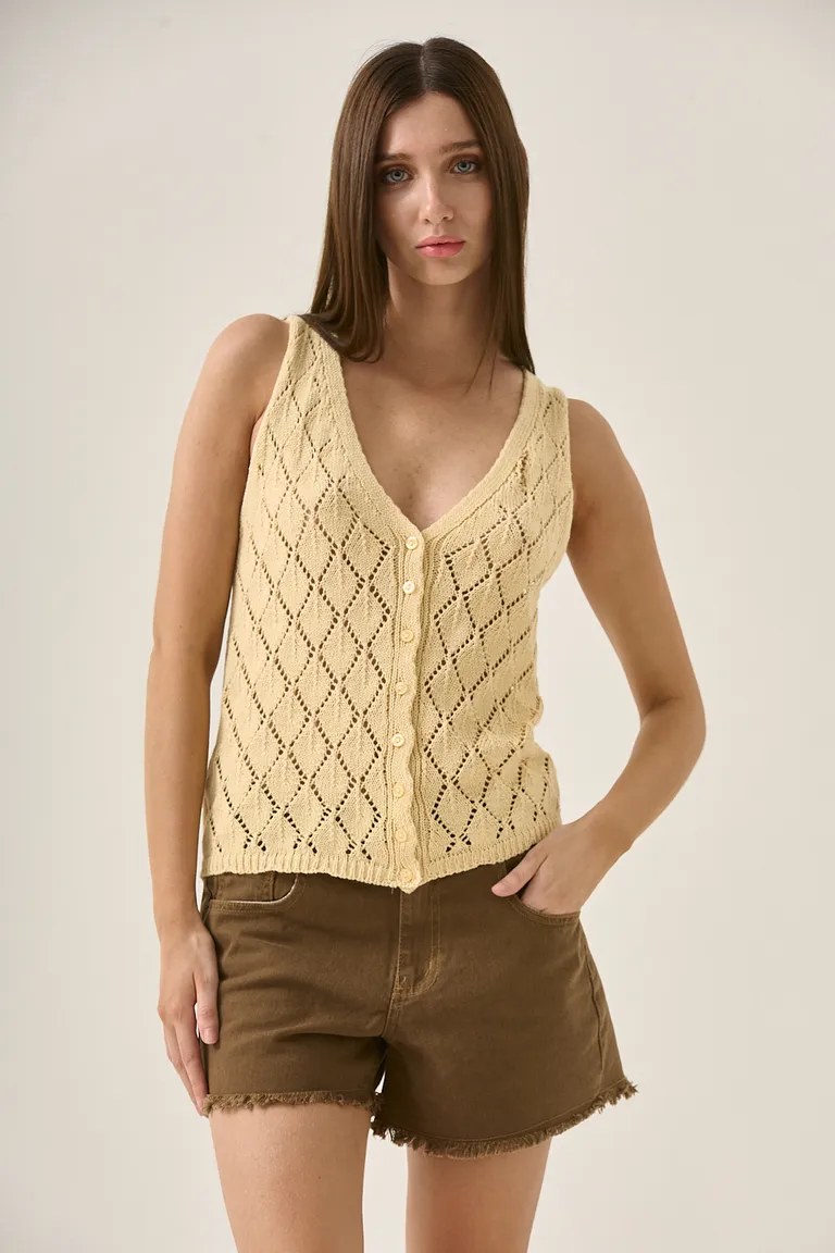 Chaleco sin mangas con diseño calado y cierre de botones de Sweet en Chalecos para argentina