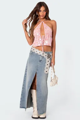 Top crochet lentejuelas espalda de Edikted en Tops para argentina