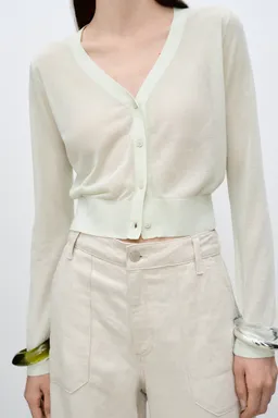 Cárdigan crop semitransparente de Mango en Buzos y Sweaters para argentina