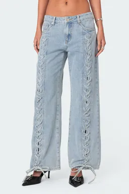 Jeans tiro bajo con cordones de Edikted en Pantalones para argentina