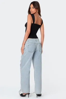 Jeans tiro bajo con cordones de Edikted en Pantalones para argentina